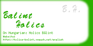 balint holics business card